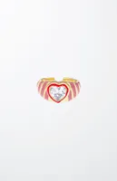 Pink & Red Open Hearts Ring