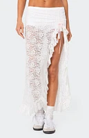 Edikted Ruffled Sheer Lace Maxi Skort