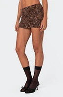 Edikted Edin Leopard Print Mesh Mini Skirt