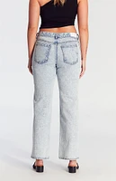 PacSun Jordyn Acid Low Rise Straight Leg Jeans Light Indigo