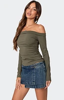 Edikted Celly Rolled Off Shoulder Top