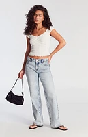 Pacsun Jordyn Acid Low Rise Straight Leg Jeans Light Indigo