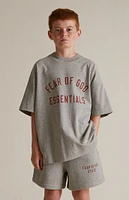 Fear of God Essentials Kids Dark Heather Oatmeal Fleece Soccer Sweat Shorts