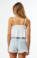 Pacsun Light Indigo Ripped Button High Waisted Denim Festival Shorts