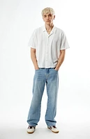 Pacsun White Lance Swirl Knit Oversized Camp Shirt