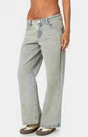 Edikted Petite Magda Low Rise Acid Wash Jeans