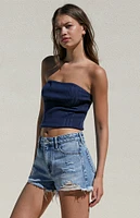 PacSun Light Indigo Ripped High Waisted Denim Festival Shorts