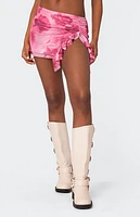 Edikted Wanda Printed Mesh Ruffle Mini Skirt