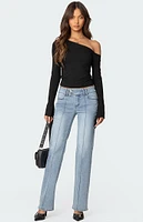 Edikted Avril Boot Cut Low Rise Jeans