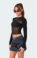 Edikted Azal Half Ribbed Mesh Top