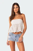 Edikted Lacey Cotton Scrunch Tube Top