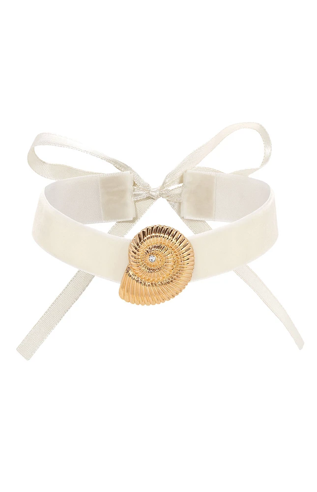 Ettika Nautilus Shell Velvet Choker