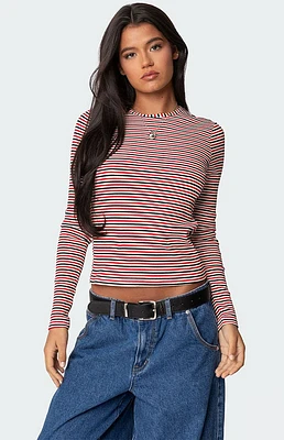 Edikted Corina Ribbed Stripey Long Sleeve T-Shirt