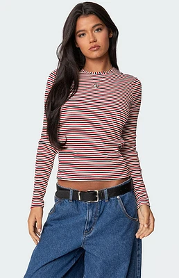 Edikted Corina Ribbed Stripey Long Sleeve T-Shirt