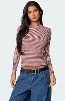 Edikted Corina Ribbed Stripey Long Sleeve T-Shirt