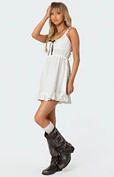 Edikted Eyelet Frill Mini Dress