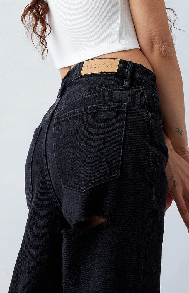 PacSun Eco Black Butt Slit Dad Jeans