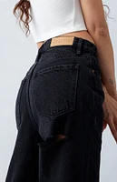 PacSun Eco Black Butt Slit Dad Jeans