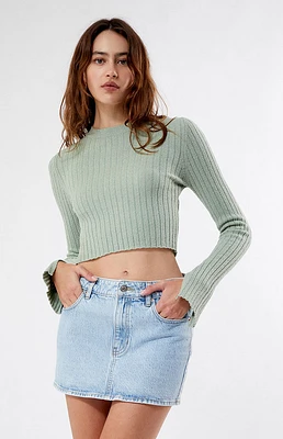 Green Ribbed Pullover Sweater