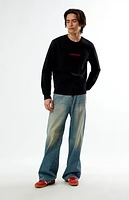 Guess Jeans Black Embroidered Crew Neck Sweatshirt