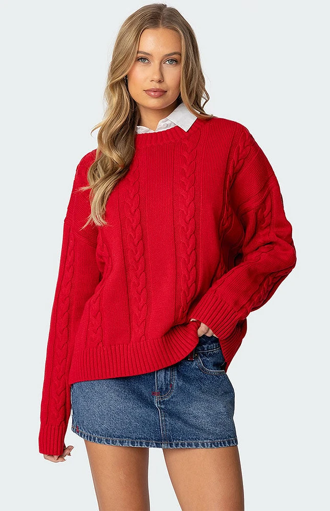 Edikted Acacia Oversized Cable Knit Sweater