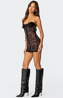 Edikted Leopard Lacey Printed Corset Mini Dress