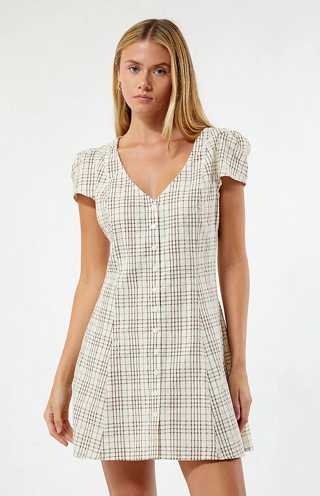 Rhythm Rumi Check Cap Sleeve Mini Dress