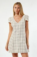 Rhythm Rumi Check Cap Sleeve Mini Dress