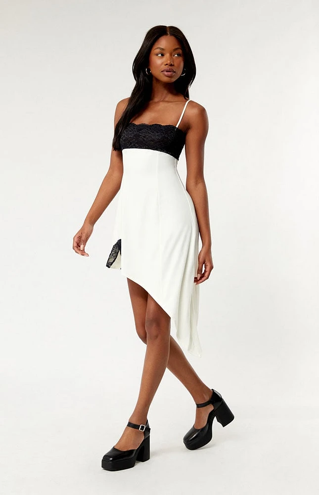 WEWOREWHAT Lace Asymmetrical Slip Dress