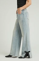 Pacsun Lena Light Indigo Bow Low Rise Super Baggy Jeans
