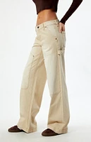 PacSun Beige Low Rise Baggy Carpenter Jeans