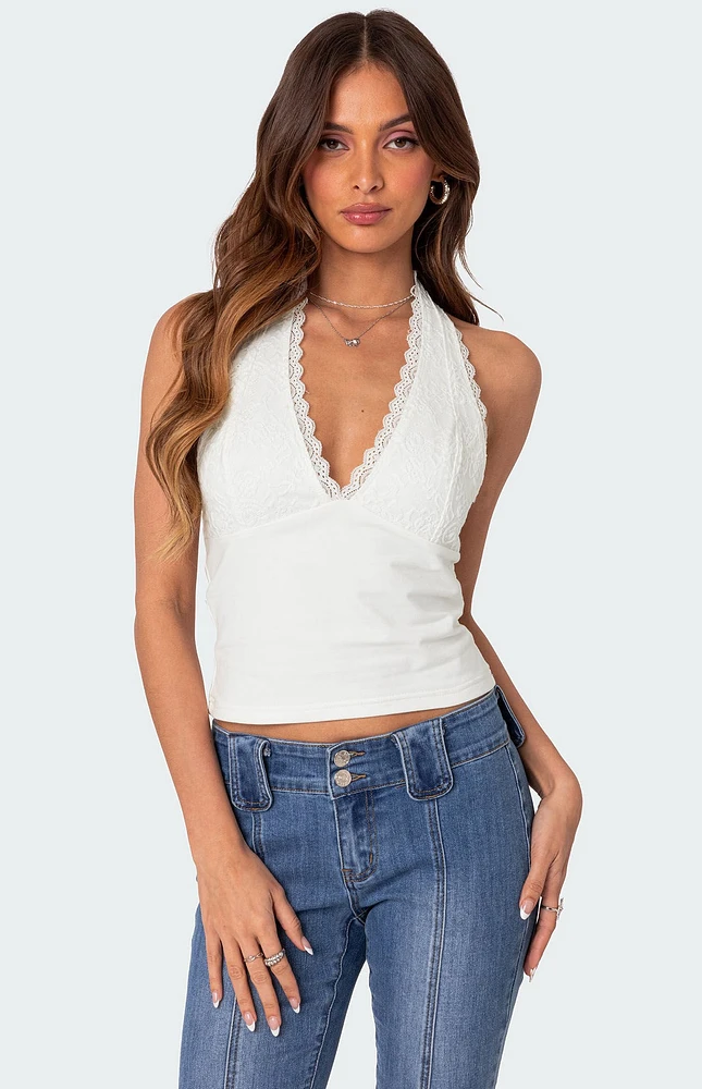 Edikted Carolyn Lacey Halter Top