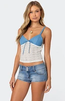 Edikted Denim & Eyelet Tank Top