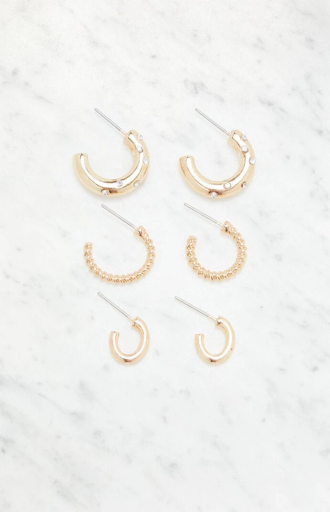 LA Hearts 3 Pack Dainty Hoop Earrings