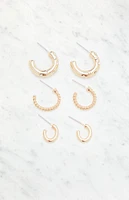 LA Hearts 3 Pack Dainty Hoop Earrings