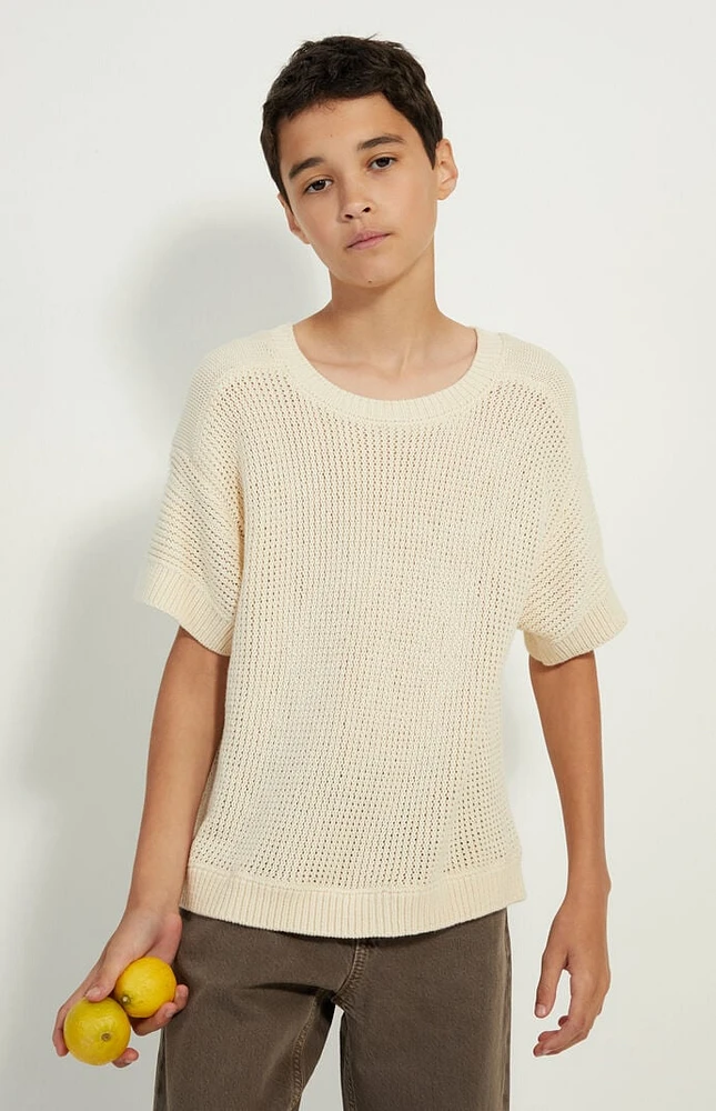 PacSun Kids Crochet Short Sleeve Oversized Sweater