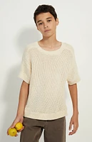 PacSun Kids Crochet Short Sleeve Oversized Sweater