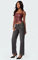 Edikted Haze Strappy Faux Leather Top