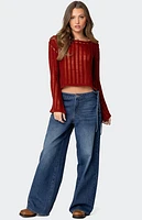 Edikted Sagir Sheer Ladder Knit Top
