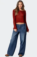 Edikted Sagir Sheer Ladder Knit Top