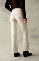 PacSun Cream Stretch High Waisted Bootcut Jeans