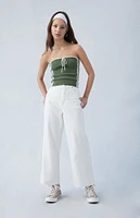 Eco White Cropped Wide Leg Jeans