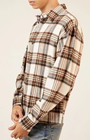 PacSun Cream Washed Cropped Flannel Shirt