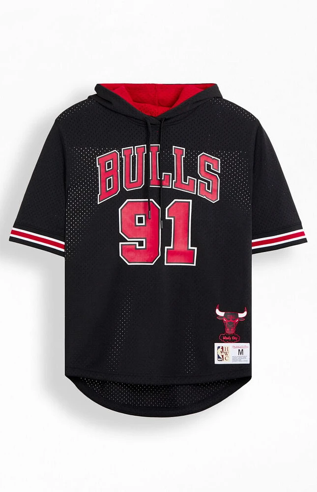 Mitchell & Ness Dennis Rodman Chicago Bulls Mesh Short Sleeve Hoodie