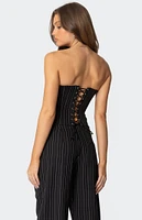 Edikted Aliza Strapless Pinstripe Corset