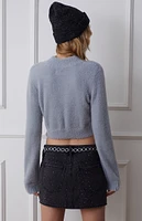 LA Hearts Snowfall Fuzzy Cropped Sweater