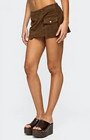 Edikted Asymmetric Studded Faux Suede Mini Skort