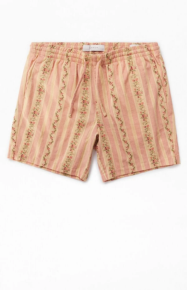 Pacsun Coral Striped Floral Volley Shorts