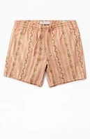 Pacsun Coral Striped Floral Volley Shorts