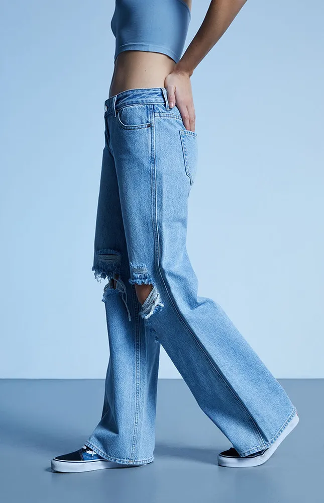 PacSun Medium Blue Low Rise Baggy Jeans, PacSun